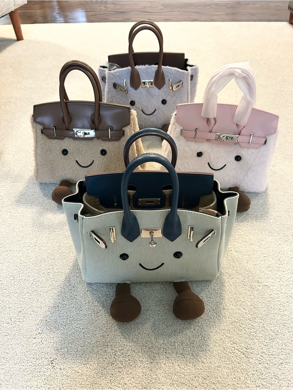 Charming Smiley Plush Tote Bag - price is for one